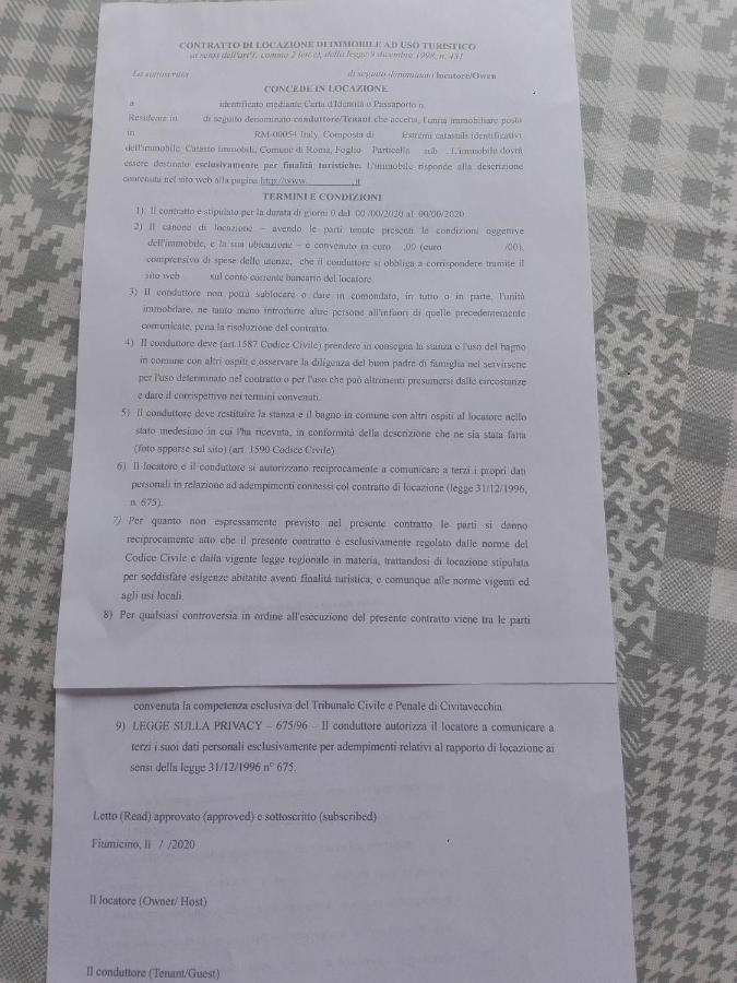 A Santy'S Roomsbagno Condiviso Sharedboth Room2Piano No Lift No Shuttle -No Pasti No Meal,- A Pagamento Air Condizextra Bed Air Condiz Extrabed For A Fee-3 Minuti Bus Xfieradiroma-10 Minutes Stop Bus To Rome In50 Minutes Trafficpermitting Are You To Fiumicino Buitenkant foto